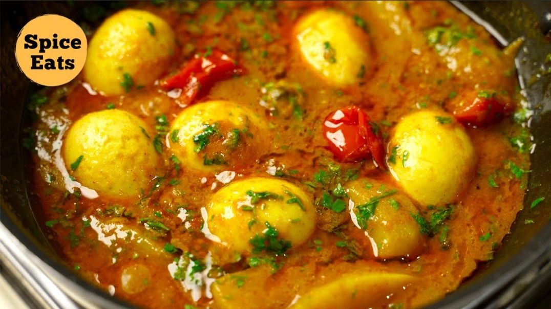 ⁣egg aloo masala recipe