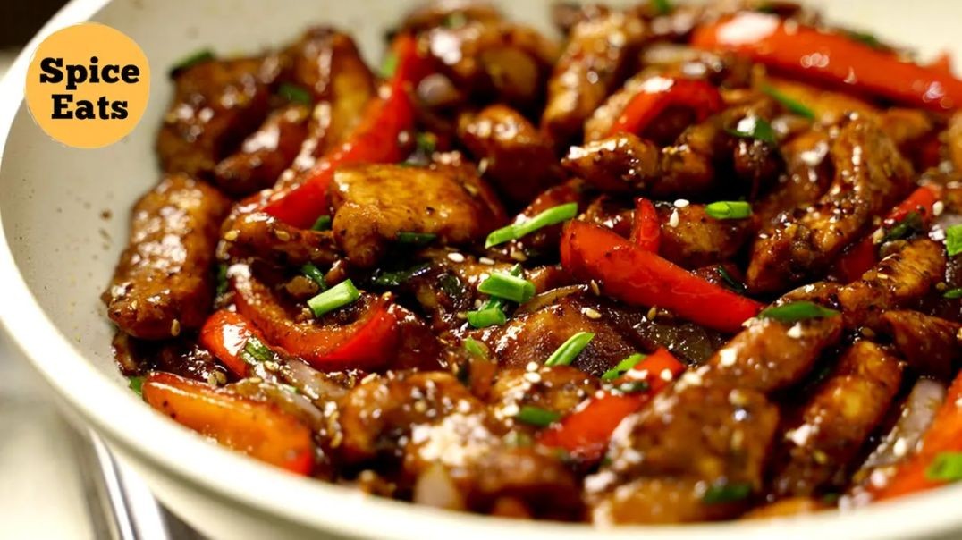 ⁣black pepper chicken fry
