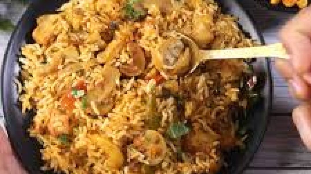 ⁣Tiny Mushroom Biryani _ How To Make Restaurant Style Mushroom Biryani At Home _ The Tiny Foods